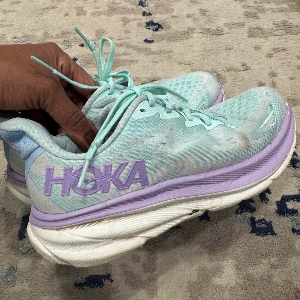 Hoka Pastel Mint and Lavender Sneakers - Picture 1 of 8